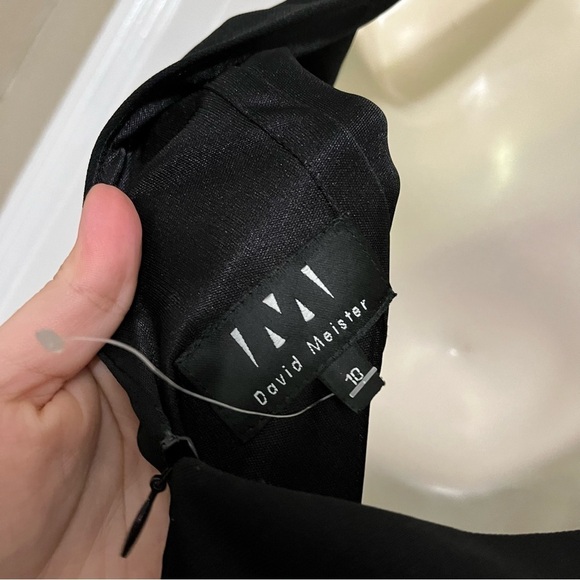 David Meister Vintage Asymmetrical Black Dress Halter Keyhole Tie 10 E - Picture 4 of 8